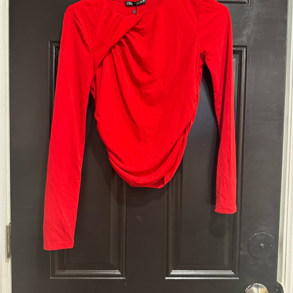 Zara Bold Red Long Sleeve Top